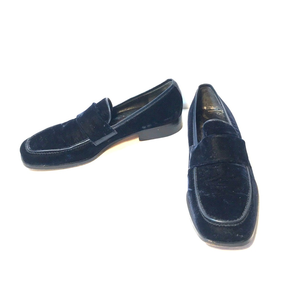 COLE-HAAN WOMENS LOAFERS, BLUE VELVET & LEATHER 9